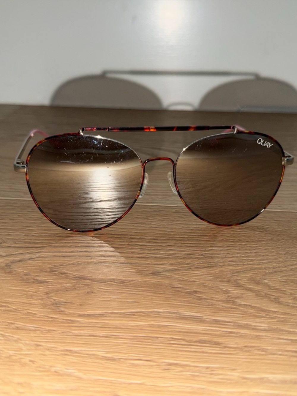 Quay Australia Tortoise Shell Aviator Sunglasses with Brown Gradient Lenses